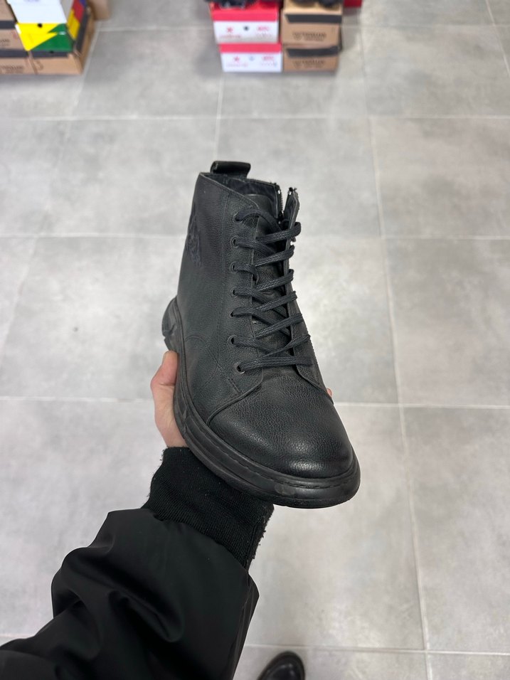 Erkek Siyah Deri Bot 43 Numara  Sıfır Kutulu - Görsel 3