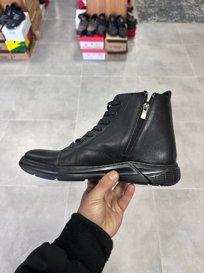 Erkek Siyah Deri Bot 43 Numara  Sıfır Kutulu - Görsel 5