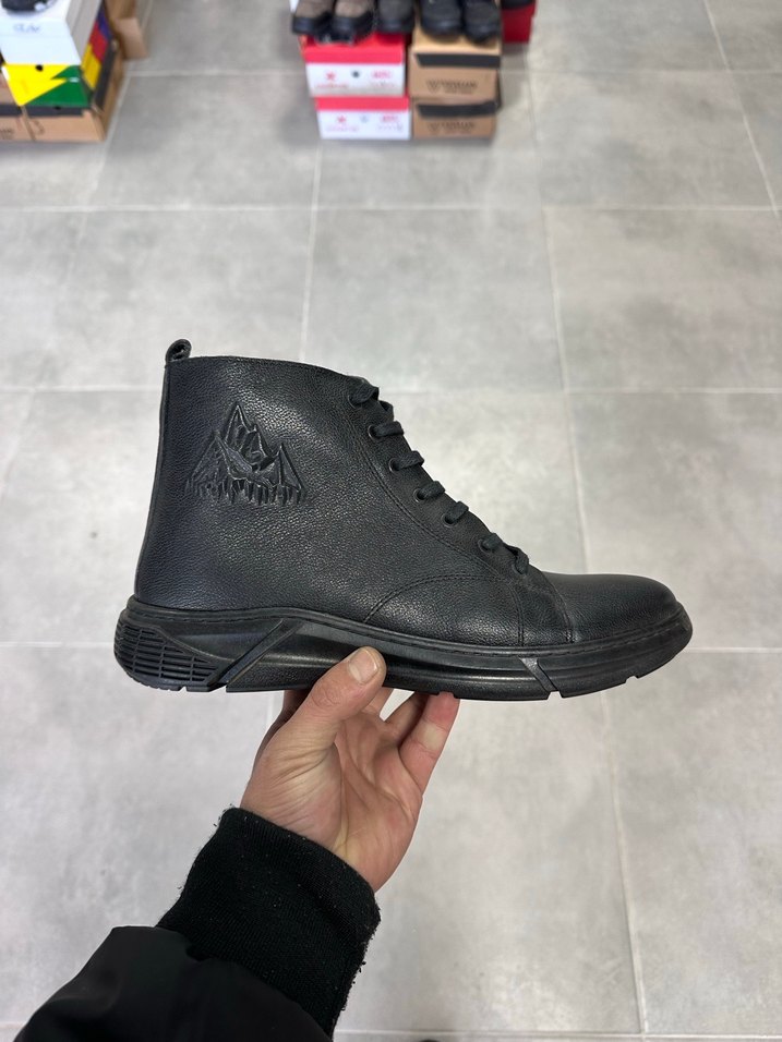 Erkek Siyah Deri Bot 43 Numara  Sıfır Kutulu - Görsel 2