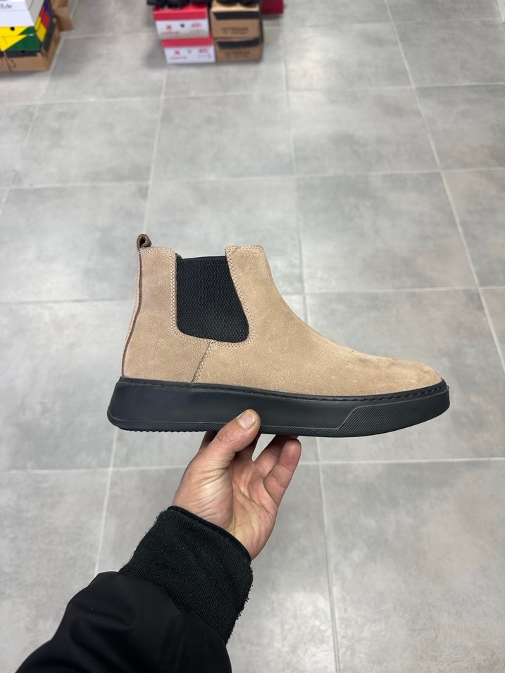 Erkek Krem Süet Deri Bot 4144 Numara  Sıfır Kutulu - Görsel 2