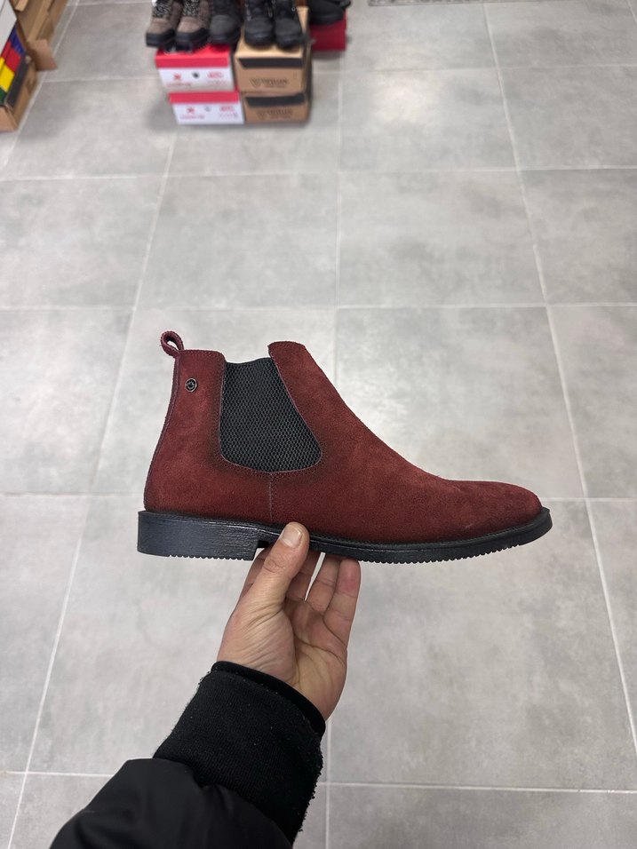 Erkek Bordo Süet Deri Bot 4144 Numara  Sıfır Kutulu - Görsel 2