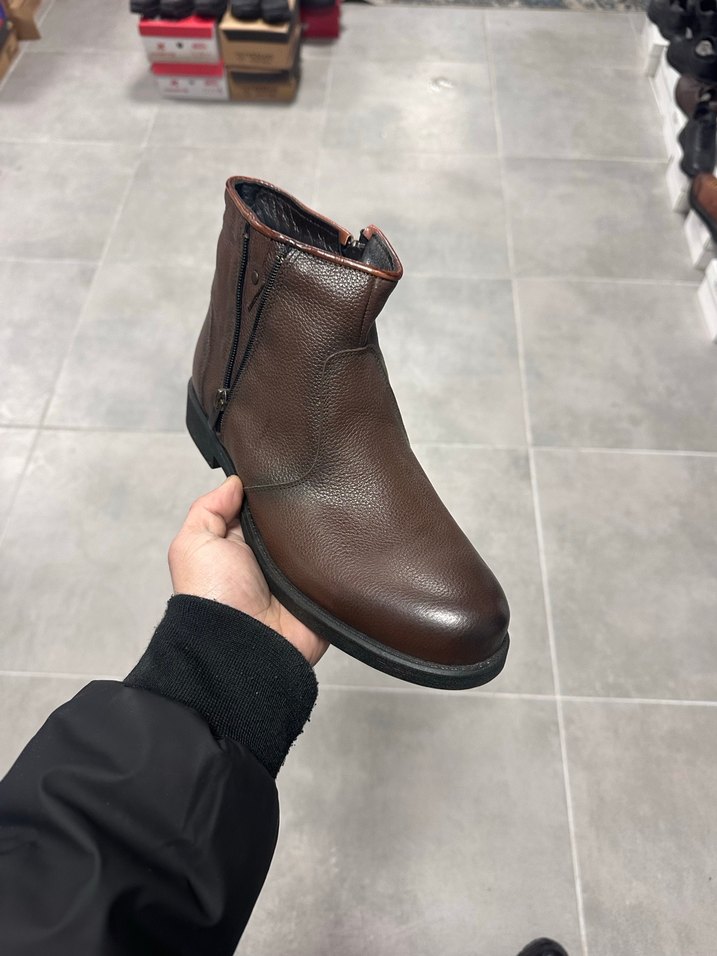 Erkek Koyu Kahverengi Deri Bot 43 Numara  Sıfır Kutulu - Görsel 5