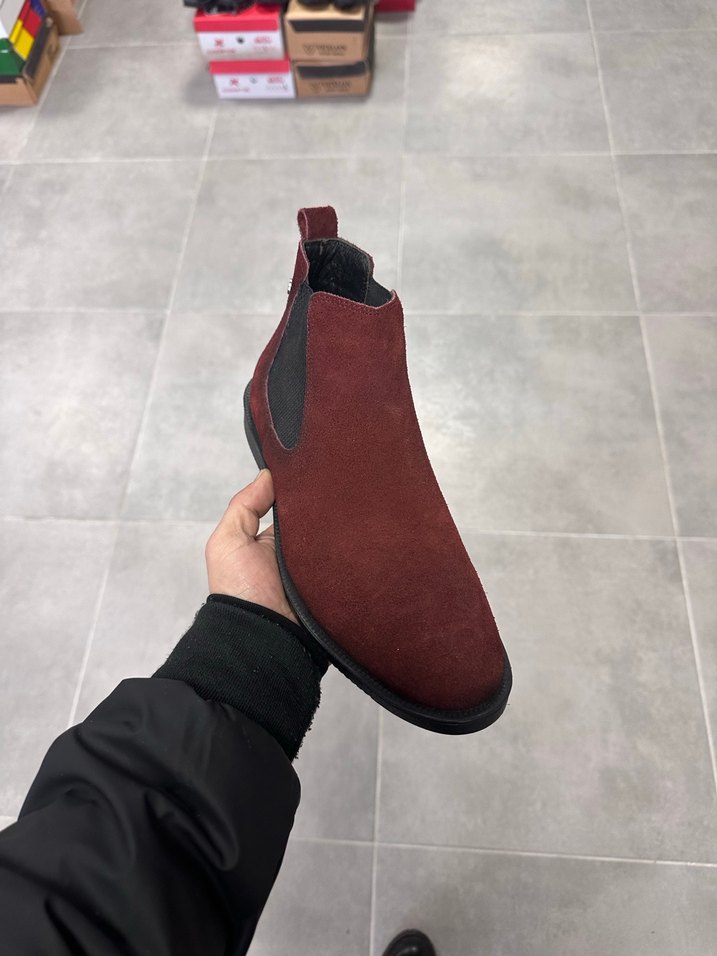 Erkek Bordo Süet Deri Bot 4144 Numara  Sıfır Kutulu - Görsel 3