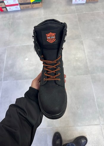 38 Numara Kadın Siyah Harley Davidson Uzun Boğaz Bot - Görsel 5