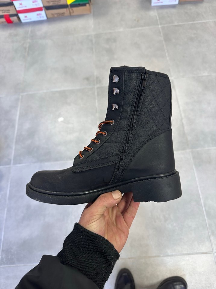 38 Numara Kadın Siyah Harley Davidson Uzun Boğaz Bot - Görsel 4