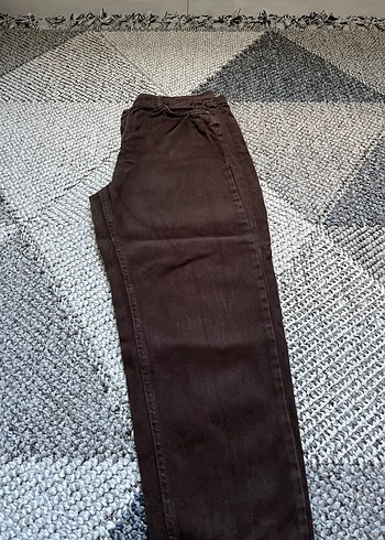 Kemerli Kahverengi Kadın Kot Pantolon