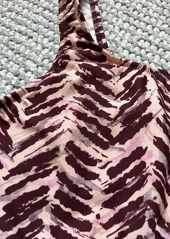 Örgü Detaylı Kahverengi Zebra Desenli Mini Mayo - Görsel 2