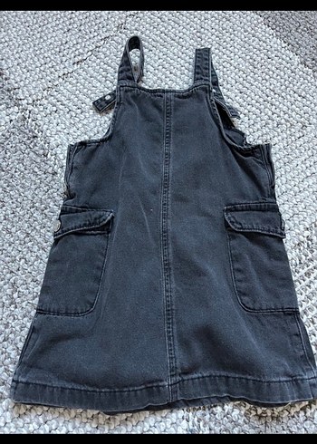 4 Yaş Beden Kolsuz Gri Denim Kız Elbisesi