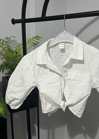 Düğmeli Beyaz Mini Pamuklu Gömlek - Görsel 2