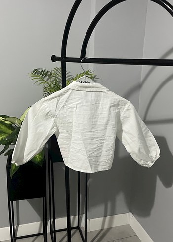 Düğmeli Beyaz Mini Pamuklu Gömlek - Görsel 4