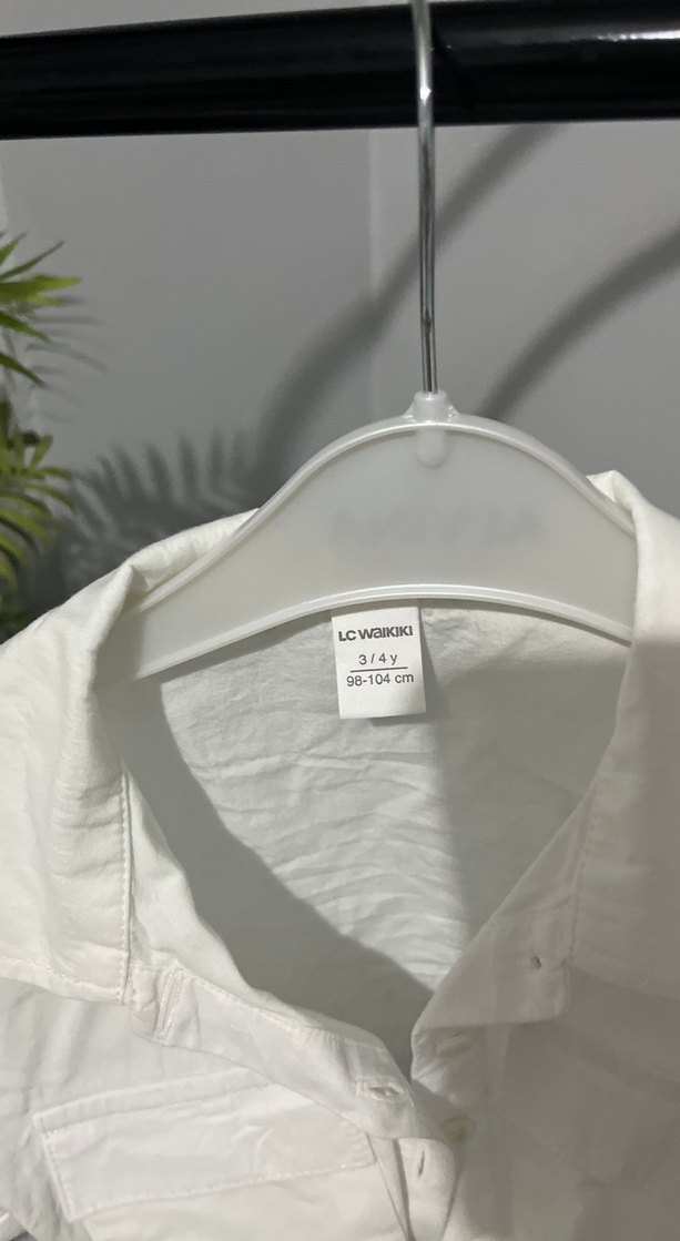 Düğmeli Beyaz Mini Pamuklu Gömlek - Görsel 3