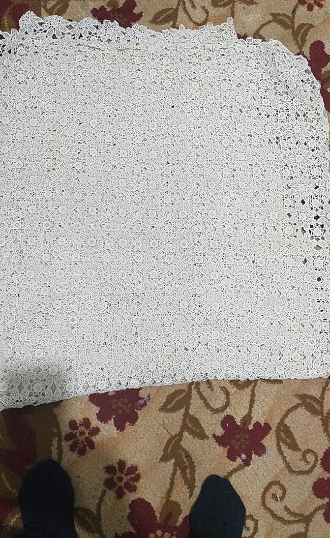 El İşi Beyaz Dantel Örtü  oniki kişilik masa örtüsü el emeği - Görsel 2