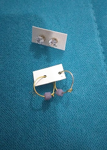 Mor ve gümüş Mini Boncuklu Kadın Küpeler