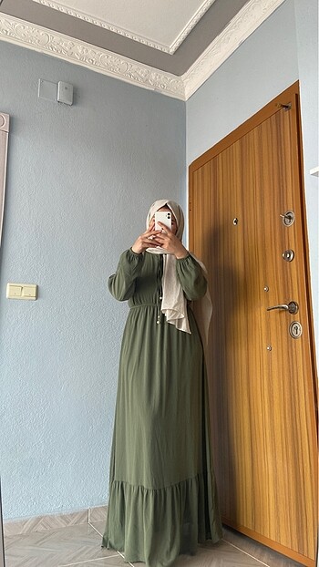 38 Beden yeşil Renk Tesettür elbise