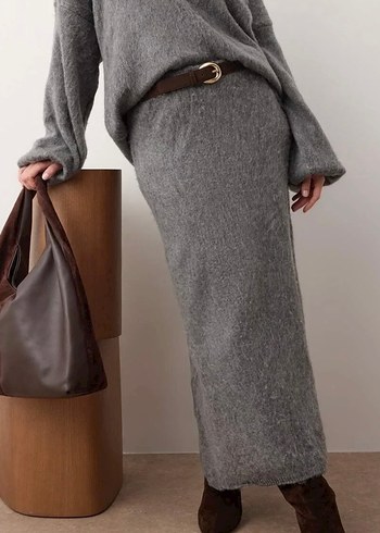 Yırtmaçlı triko etek - Görsel 2