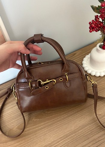 Kahverengi kemer detaylı kadın çanta - Görsel 6