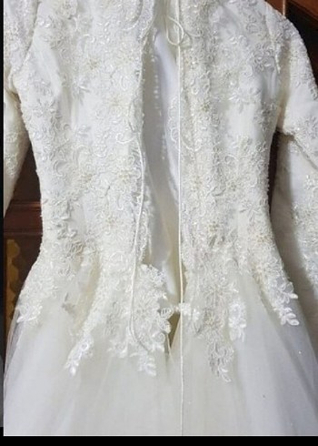 Uzun Kollu Beyaz Prenses Gelinlik - Görsel 2