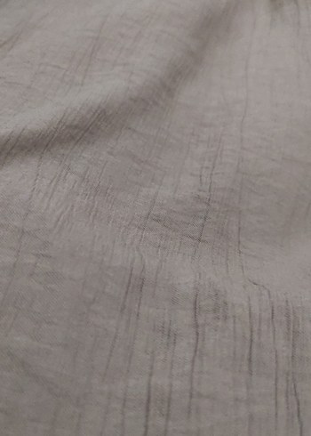 Bej Uzun Kollu Keten Kadın Gömlek etek takim - Görsel 3