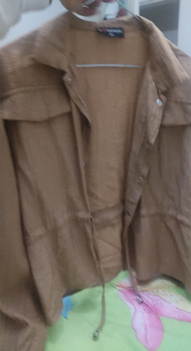 Bej Uzun Kollu Keten Kadın Gömlek etek takim - Görsel 5