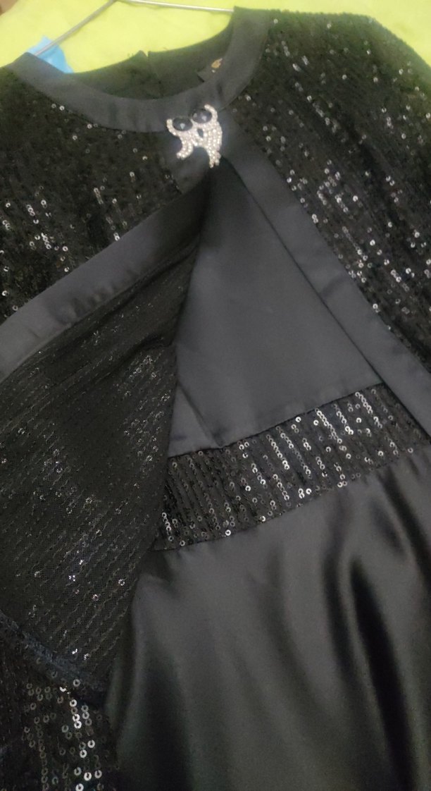 Uzun Siyah Drapeli Kadın Abiye Elbise - Görsel 2