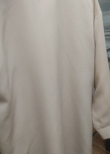 Düğmeli Bej Uzun Kollu Kadın Gömlek - Görsel 7