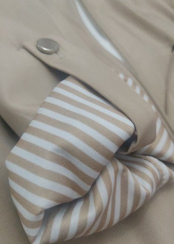 Bej Midi Hamile Ceket Fermuarlı, Salaş Kesim - Görsel 2