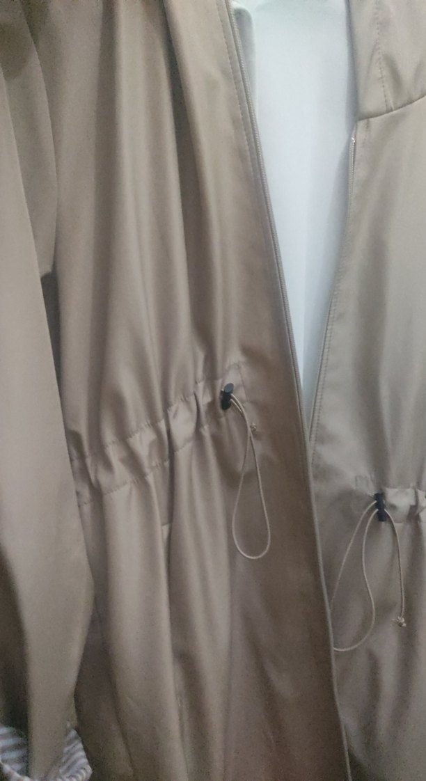 Bej Midi Hamile Ceket Fermuarlı, Salaş Kesim - Görsel 5