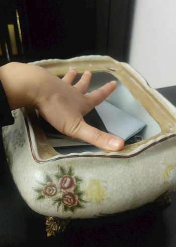 Çiçek Desenli Beyaz Seramik Vazo - Görsel 6