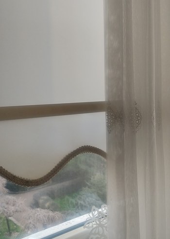 Beyaz Zincir Detayli Stor perde - Görsel 9