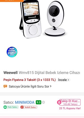Weewell Dijital Bebek İzleme Cihazı WMV815 - Görsel 2