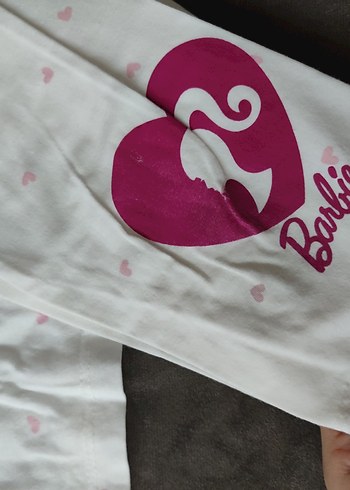 Beyaz Barbie Baskılı Kız Bornozu - Görsel 3