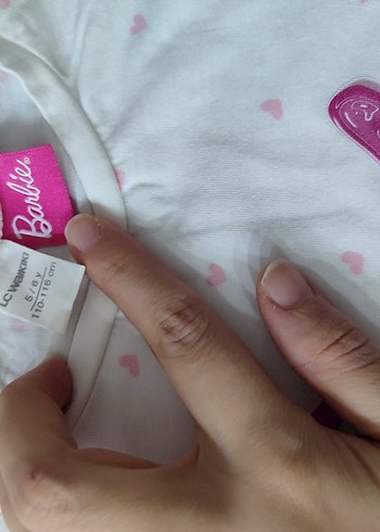 Beyaz Barbie Baskılı Kız Bornozu - Görsel 2