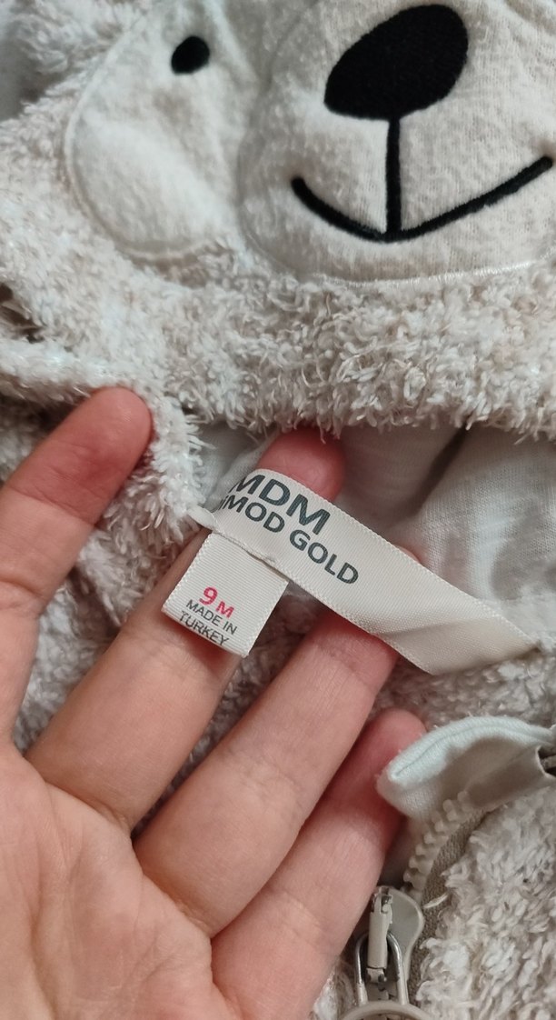 Gri Bebek Erkek Tulum, Kürklü, Sıcak Kumaş - Görsel 3