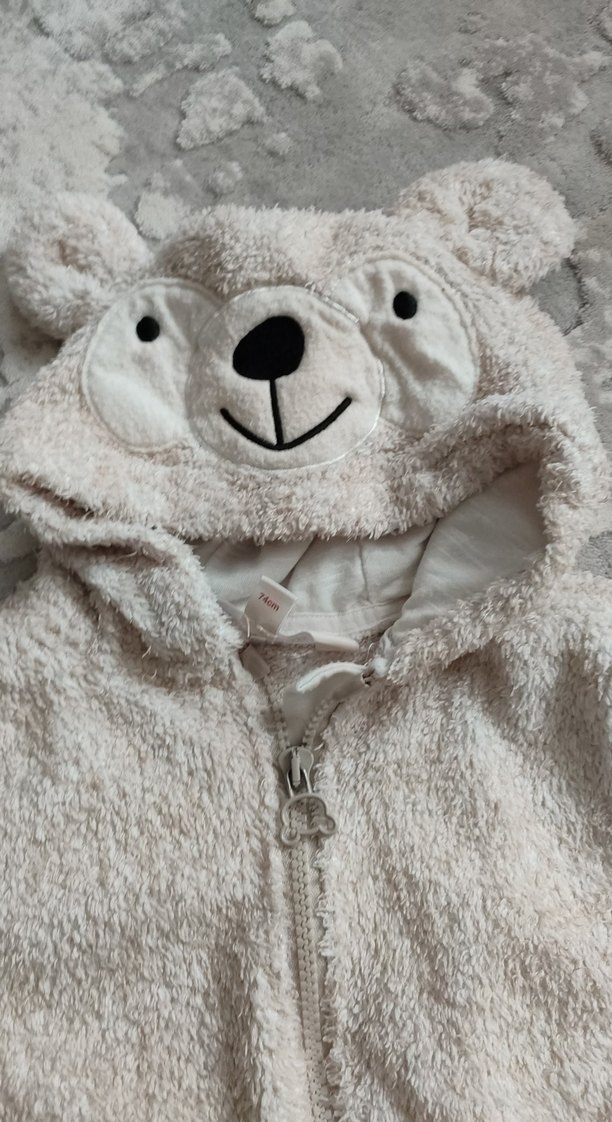 Gri Bebek Erkek Tulum, Kürklü, Sıcak Kumaş - Görsel 2