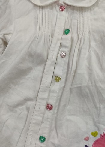 Kız Çocuk Nakışlı Pamuklu Gömlek - Görsel 3