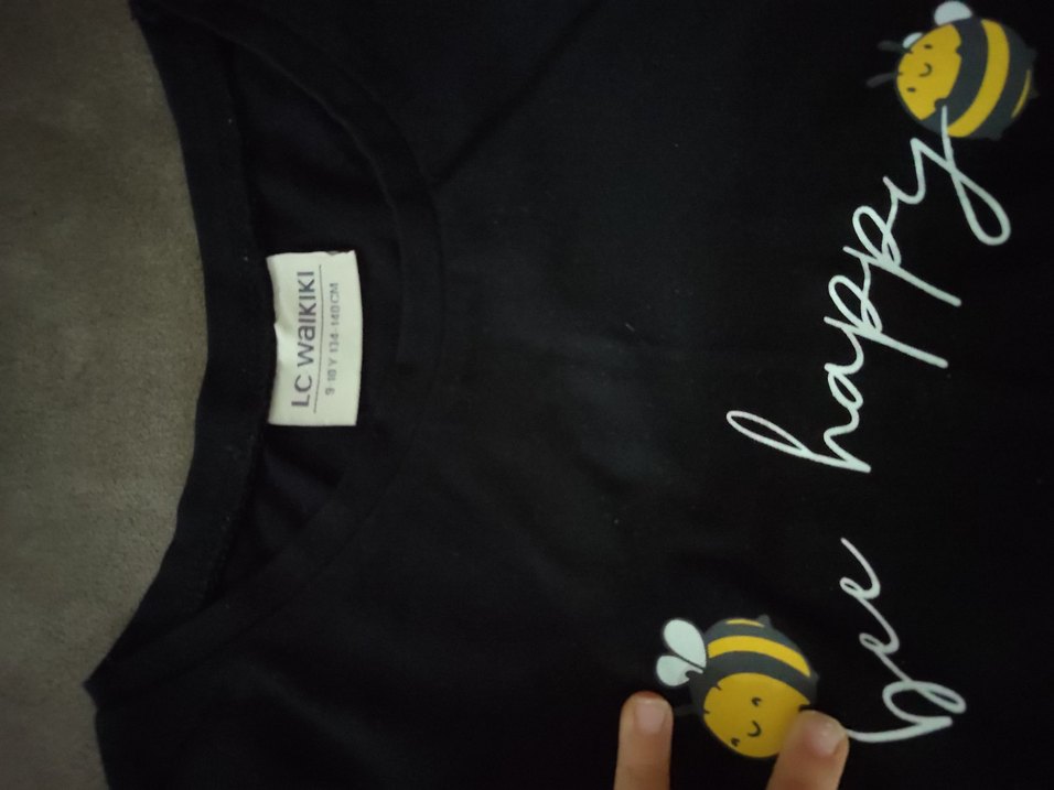 Siyah Baskılı Pamuklu Tişört - Görsel 3