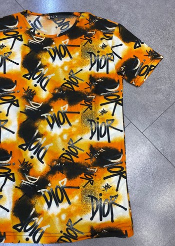 Dior Sarı Renkli Baskılı Erkek Tişört