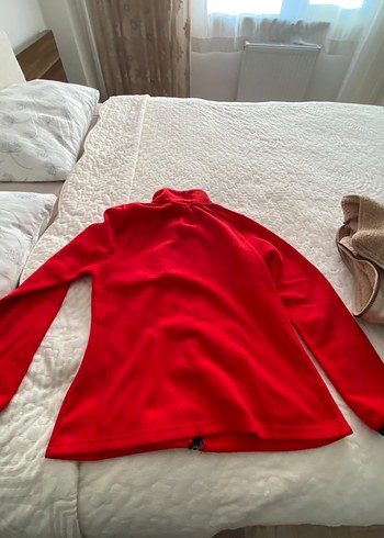 unisex Kırmızı Fermuarlı Polar Ceket - Görsel 2