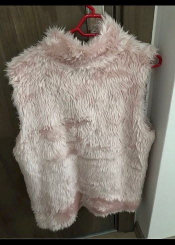 Pembe Peluş Kadın Yelek - Görsel 3