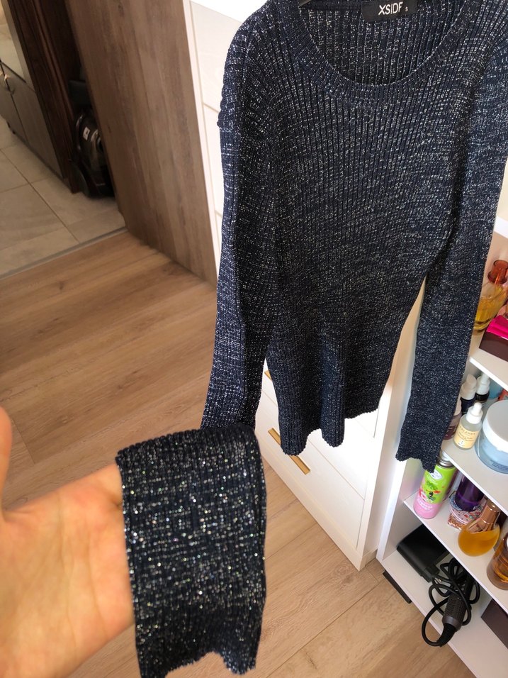 Lacivert isiltili uzun kollu kazak - Görsel 3