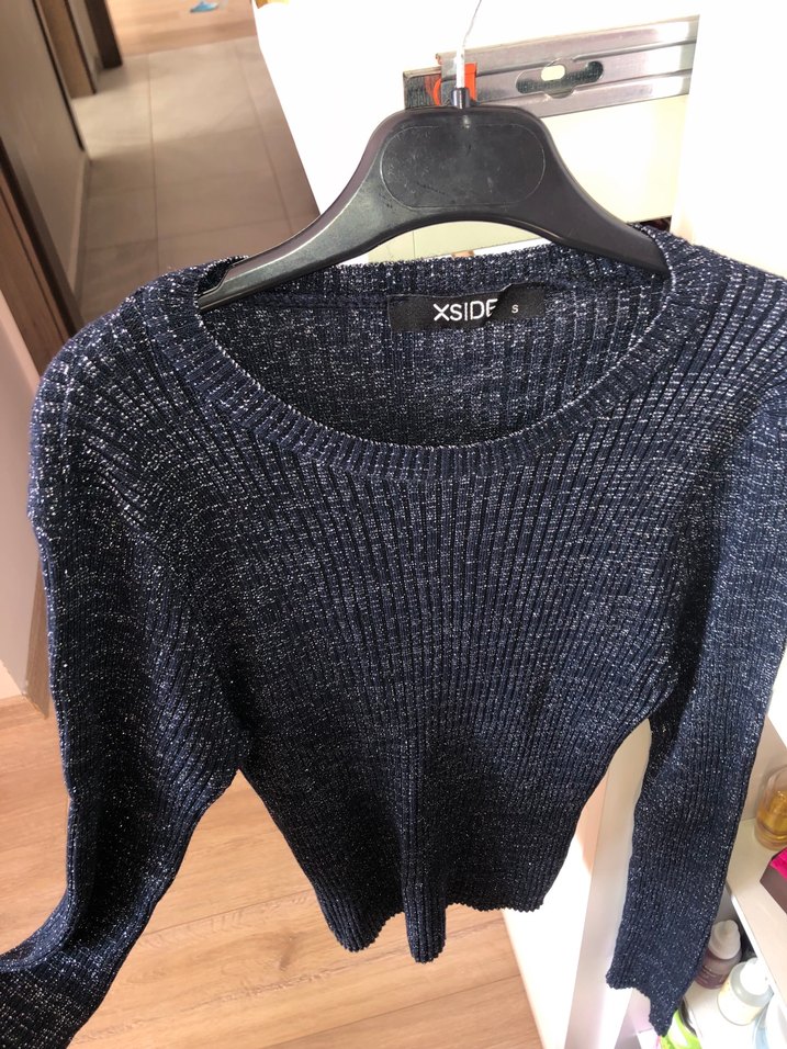 Lacivert isiltili uzun kollu kazak - Görsel 2