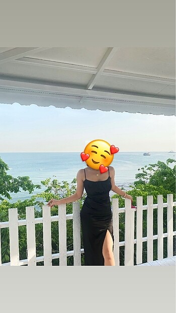 s Beden siyah Renk İnce yırtmaç detaylı askılı saten elbise