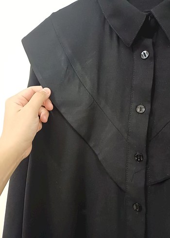 diğer Beden Siyah Uzun Kollu Oversize Gömlek