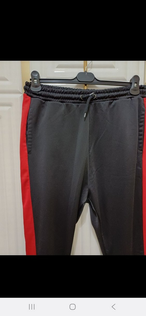 Kırmızı Şeritli Siyah Erkek Eşofman Altı - Görsel 2