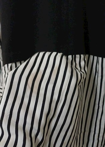 Uzun Kollu Siyah Çizgili Triko Elbise - Görsel 4