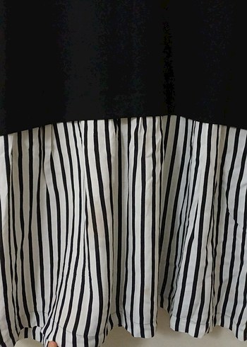 Uzun Kollu Siyah Çizgili Triko Elbise - Görsel 5