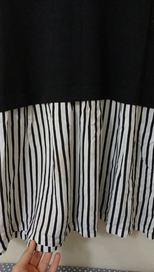 Uzun Kollu Siyah Çizgili Triko Elbise - Görsel 5