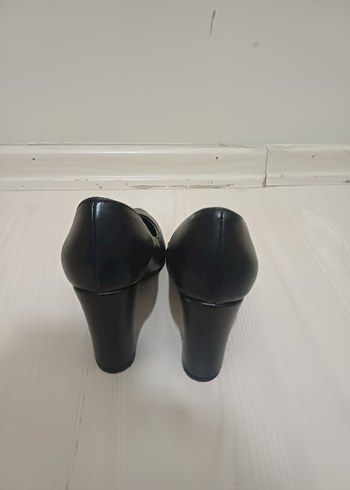 Siyah Yılan Desenli Kadın Topuklu Ayakkabı - Görsel 6