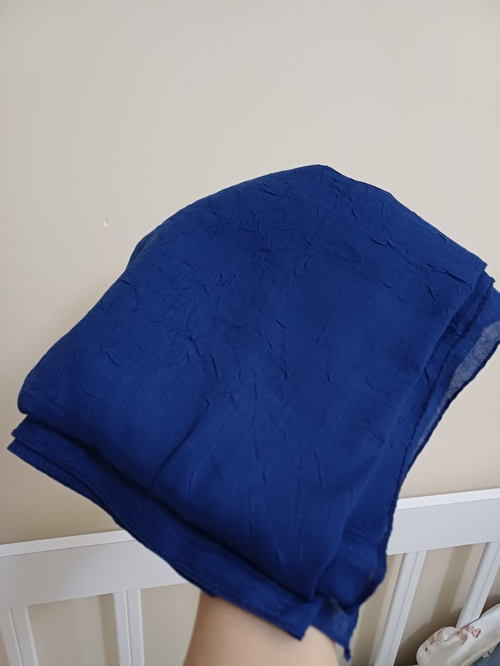 Mavi Keten Kadın Şal Drapeli Bohem Stil - Görsel 2