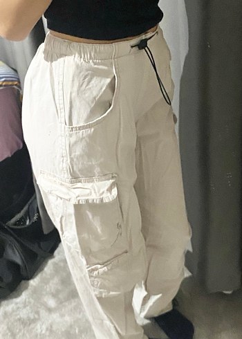 Krem paraşüt pantalon - Görsel 2